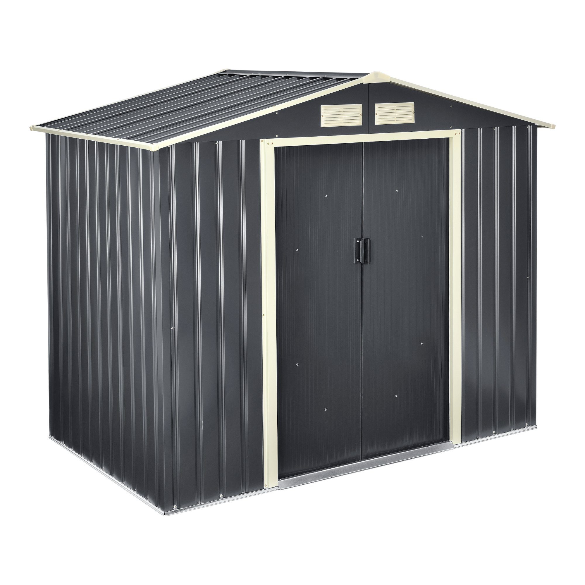 en.casa Gartenhaus, BxT: 213x127 cm, Gartenschuppen Metall Satteldach 213x127x185cm Dunkelgrau
