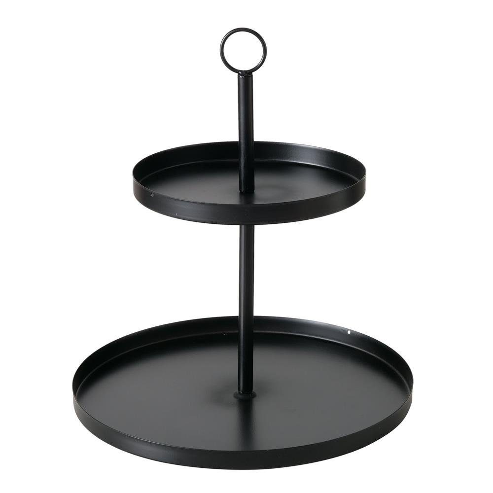 BOLTZE Etagere Servierständer Samina Metall schwarz Höhe 33cm, 2-stöckig rund freistehend Obstständer Gebäckständer