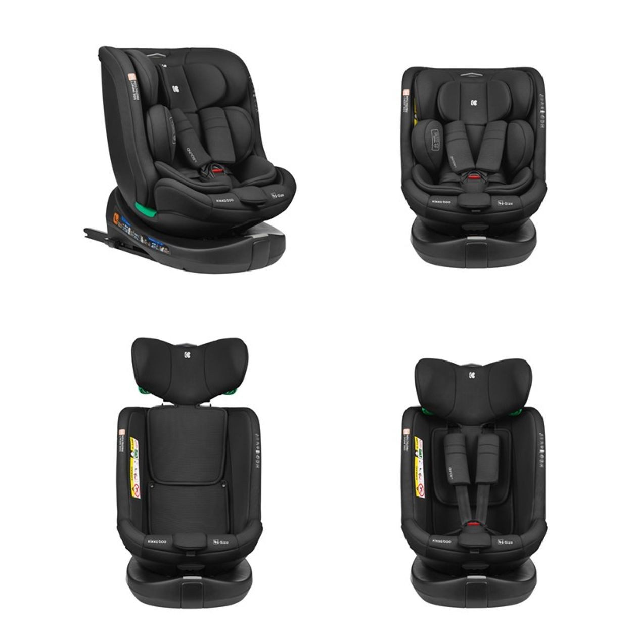 Kikkaboo Autokindersitz Kindersitz i-Round i-Size, ab: 0, bis: 12, (40-150cm) Isofix, 360-Grad-Drehung, Gurt