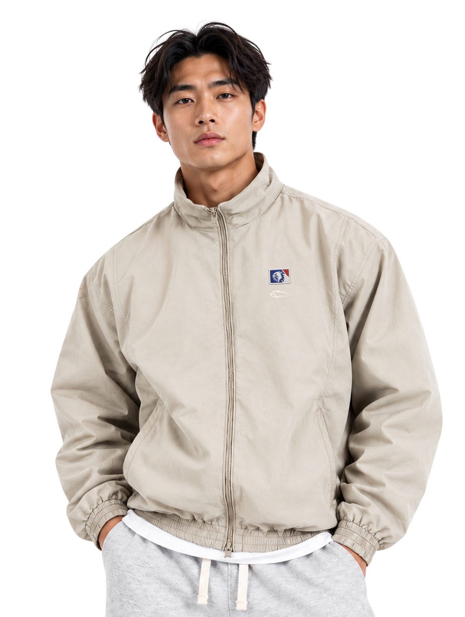 Smilodox Outdoorjacke Tybrin Sportjacke, Regular Fit, Trackjacke mit Stehkragen, Gymwear Reißverschluss, elastischer Saum, Druckknopftaschen, Baumwollfutter