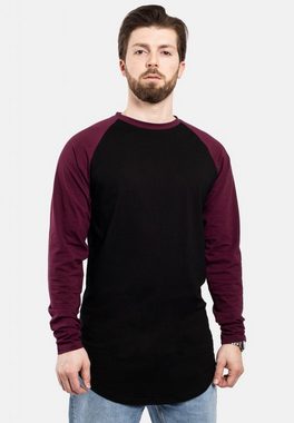 Blackskies T-Shirt Baseball Longshirt T-Shirt Schwarz-Burgundy Large