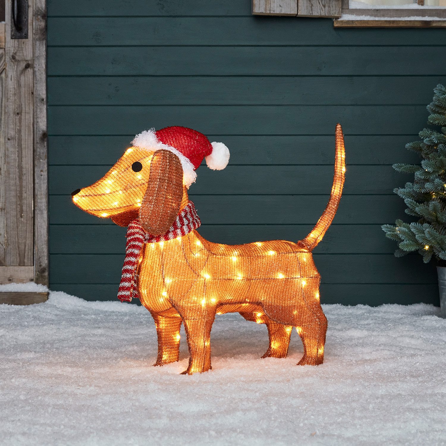 Lights4fun LED-Dekofigur LED Dackel Weihnachtsfigur – Bild 2 von 2
