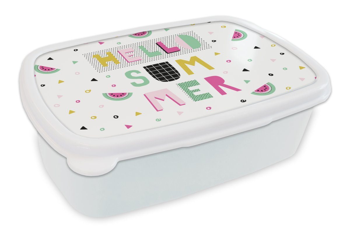 MuchoWow Lunchbox Sommer - Zitate - Dekorationen, Kunststoff, (2-tlg), Brotbox für Kinder und Erwachsene, Brotdose, für Jungs und Mädchen weiß