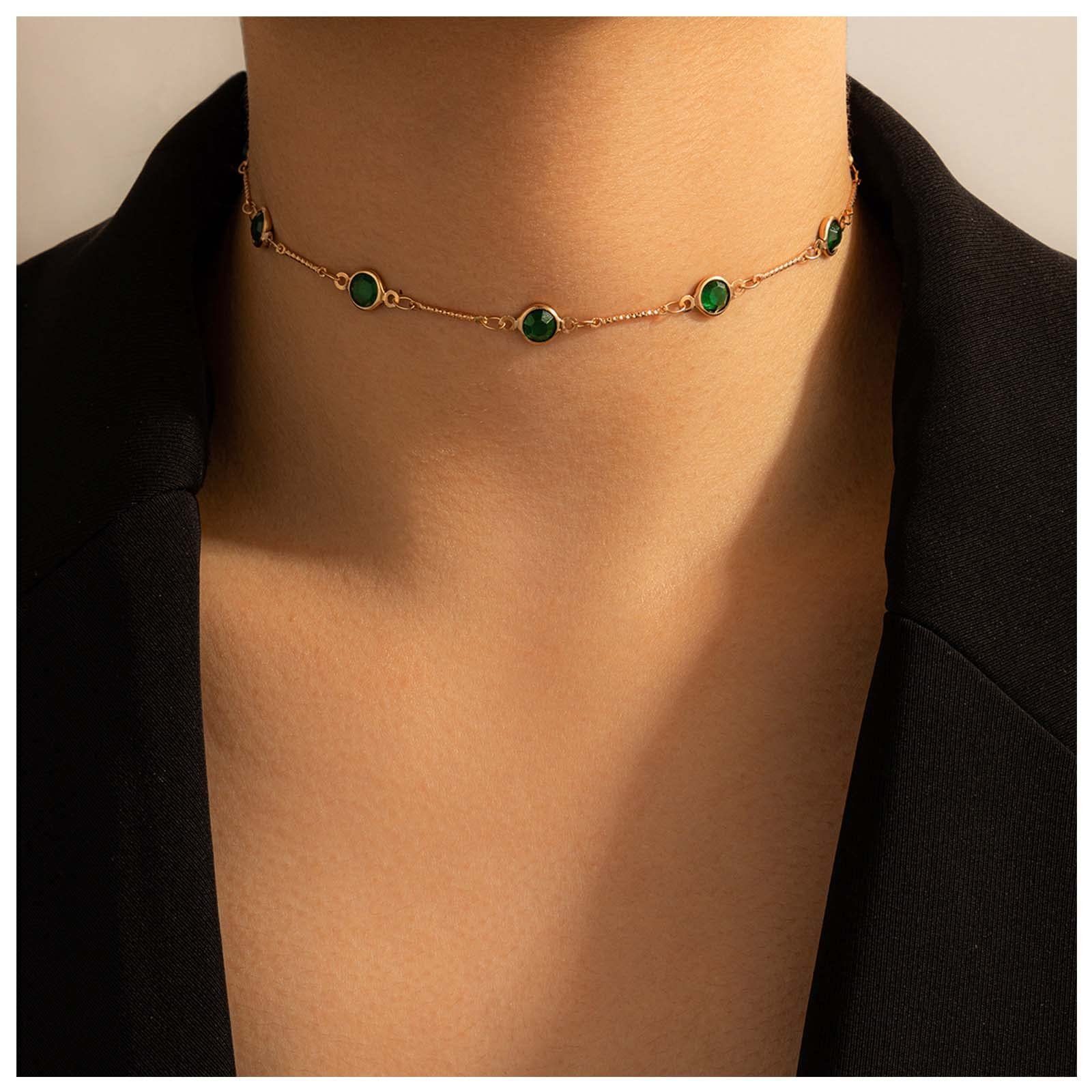 Housruse Charm-Kette »Grüne Jade-Kristallkette, Schlüsselbeinkette,  einlagige Kette« online kaufen | OTTO