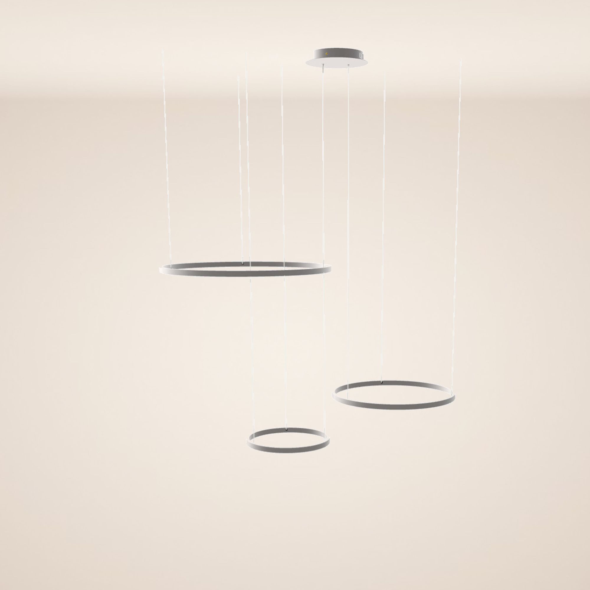 s.luce Pendelleuchte LED 3er-Ring Pendelleuchten Kombination Exzentrisch Aluminium, Warmweiß