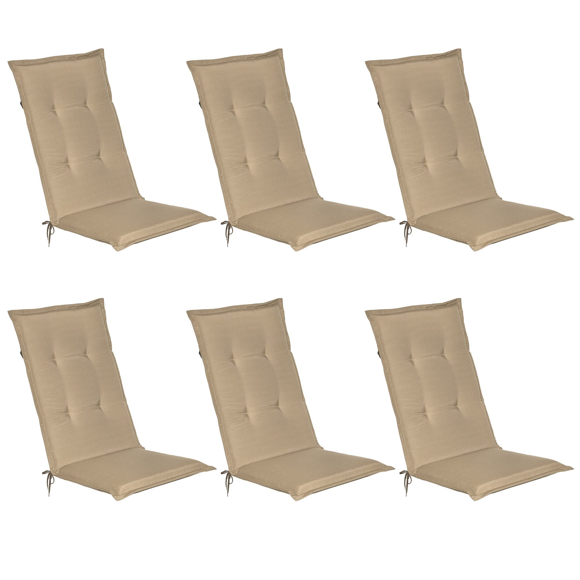 Hochlehnerauflage 6er Set Gartenstuhlauflage Loft HL Natur, 120x50x6cm