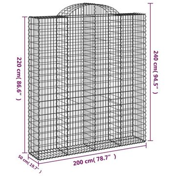 vidaXL Blumentopf Gabionen mit Hochbogen 12Stk. 200x50x220/240cm Verzinktes Eisen (12 St)