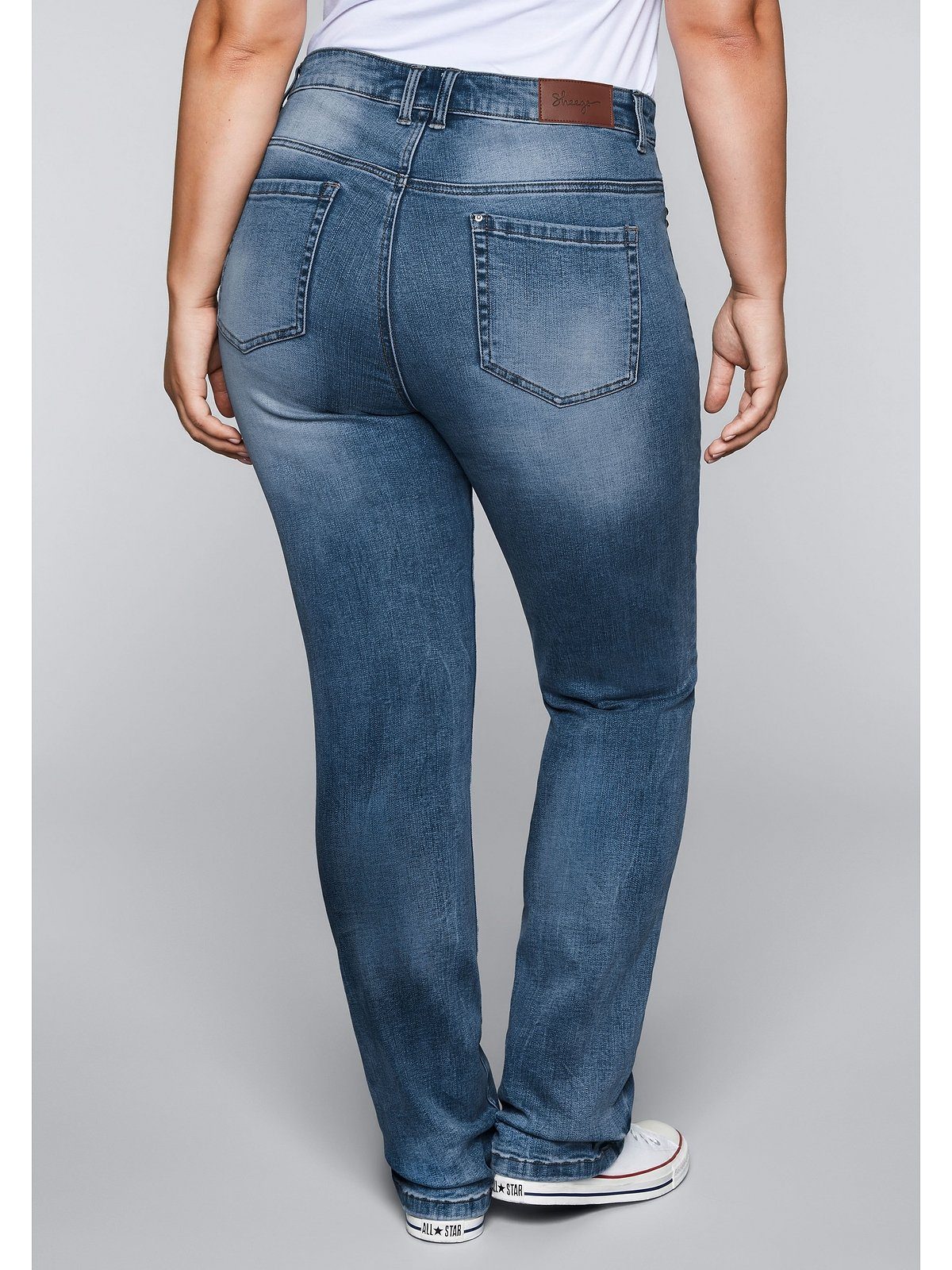 blue mit Bodyforming-Effekt Große Gerade Jeans Denim Sheego Größen