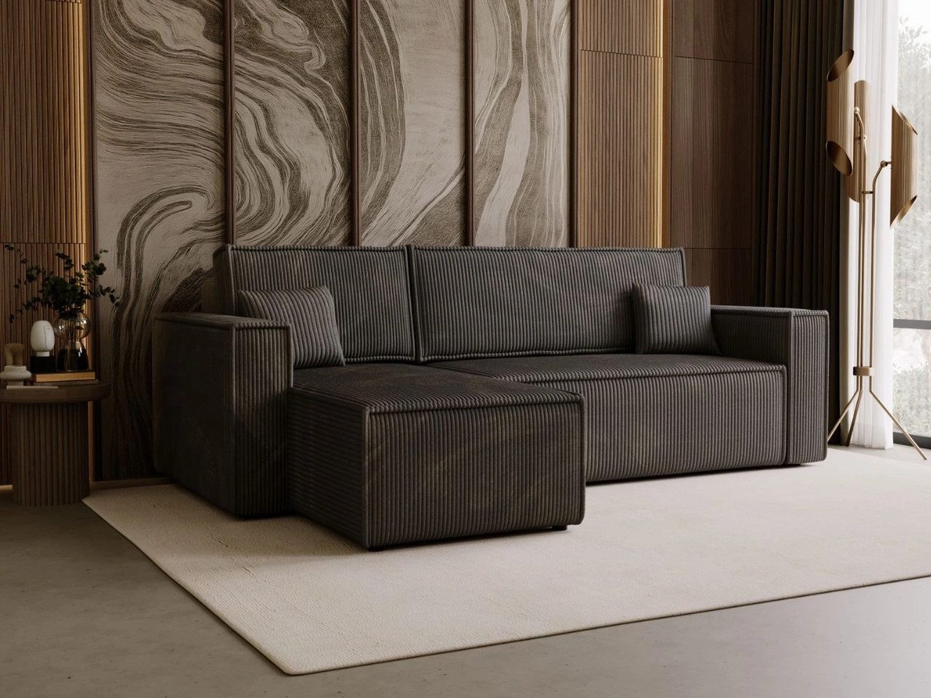 GrainGold Ecksofa mit Schlaffunktion und Bettkasten PRATO L - 253x145 cm, D günstig online kaufen