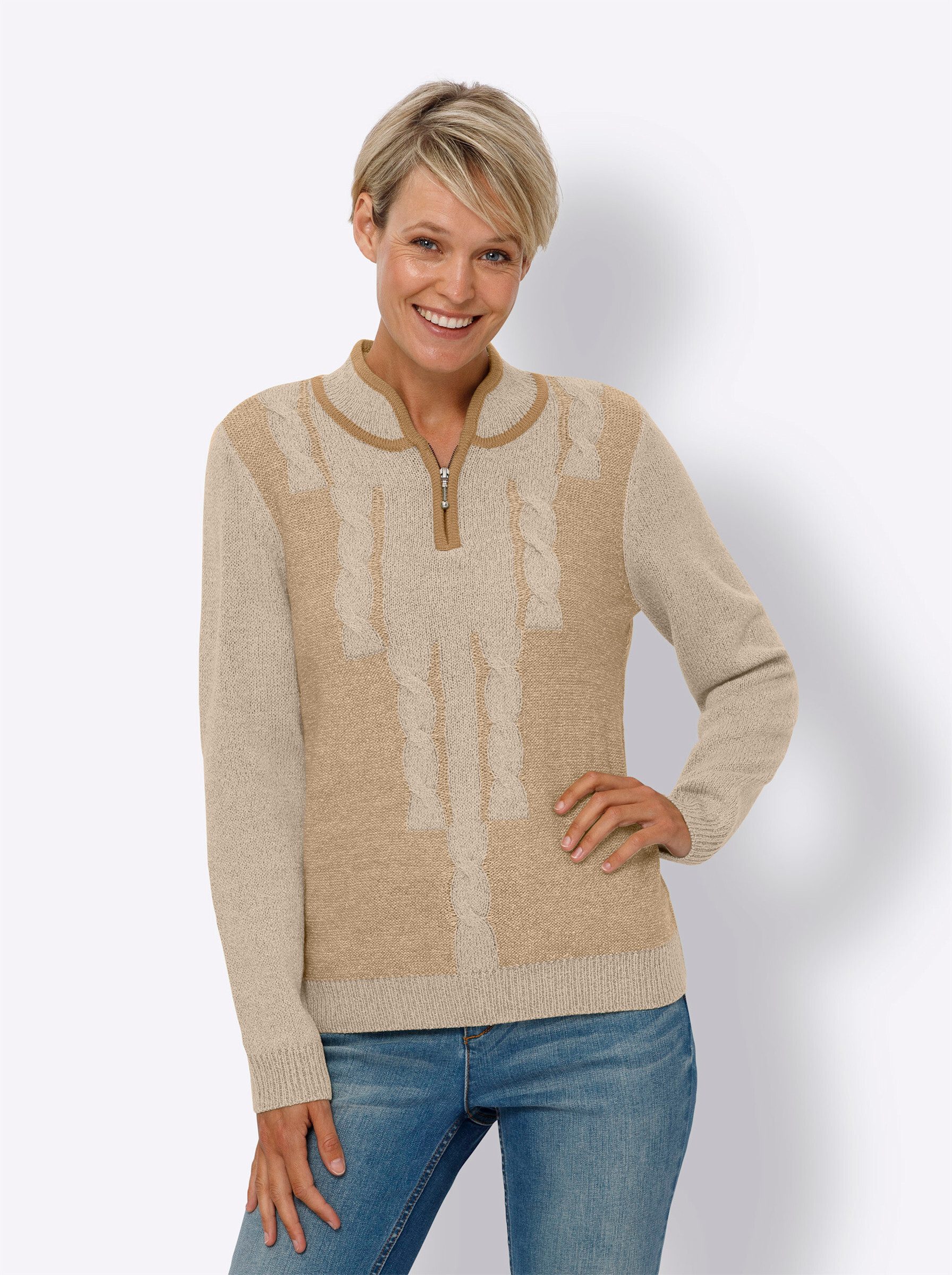 Sieh an! Strickpullover Stehkragenpullover günstig online kaufen