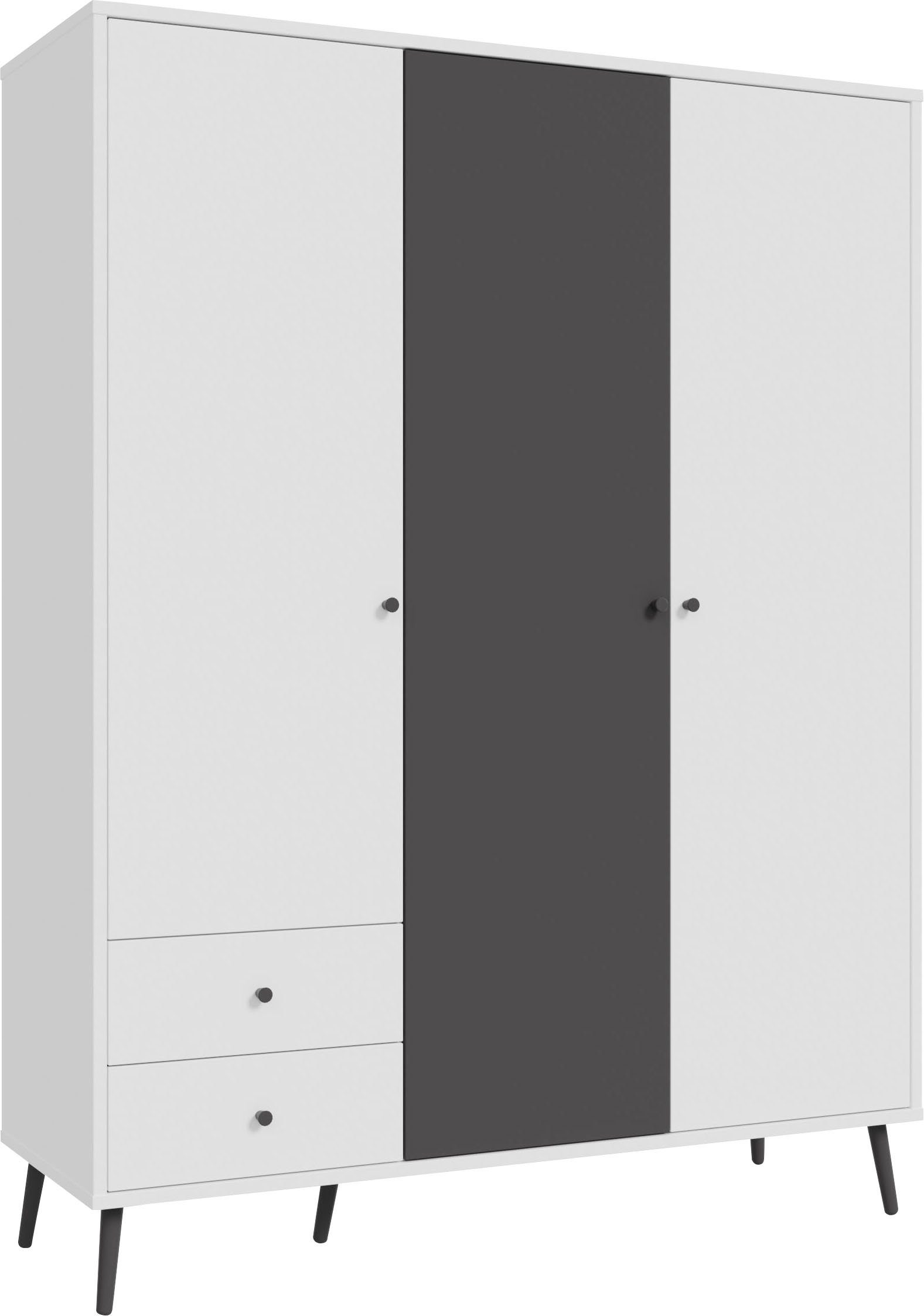 FORTE Drehtürenschrank Harllson EasyKlix by Forte, Montage von Korpus und Türen ohne Werkzeug oder Schrauben Weiß/Uni Wolfram Grau