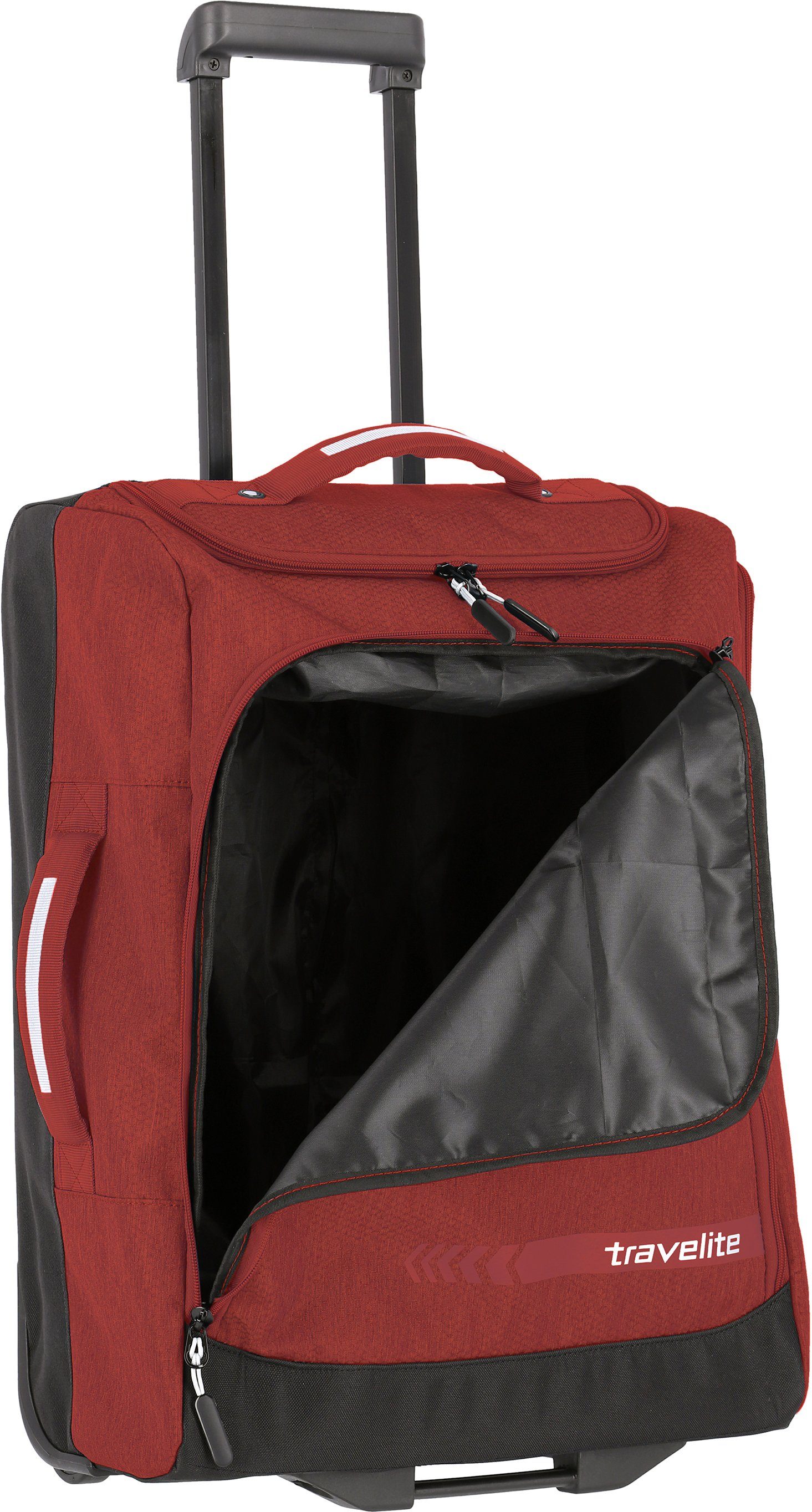 travelite Kick Rot mit S, 55 Off cm, Rollen, Weichgepäck-Trolley 2 Trolleyfunktion