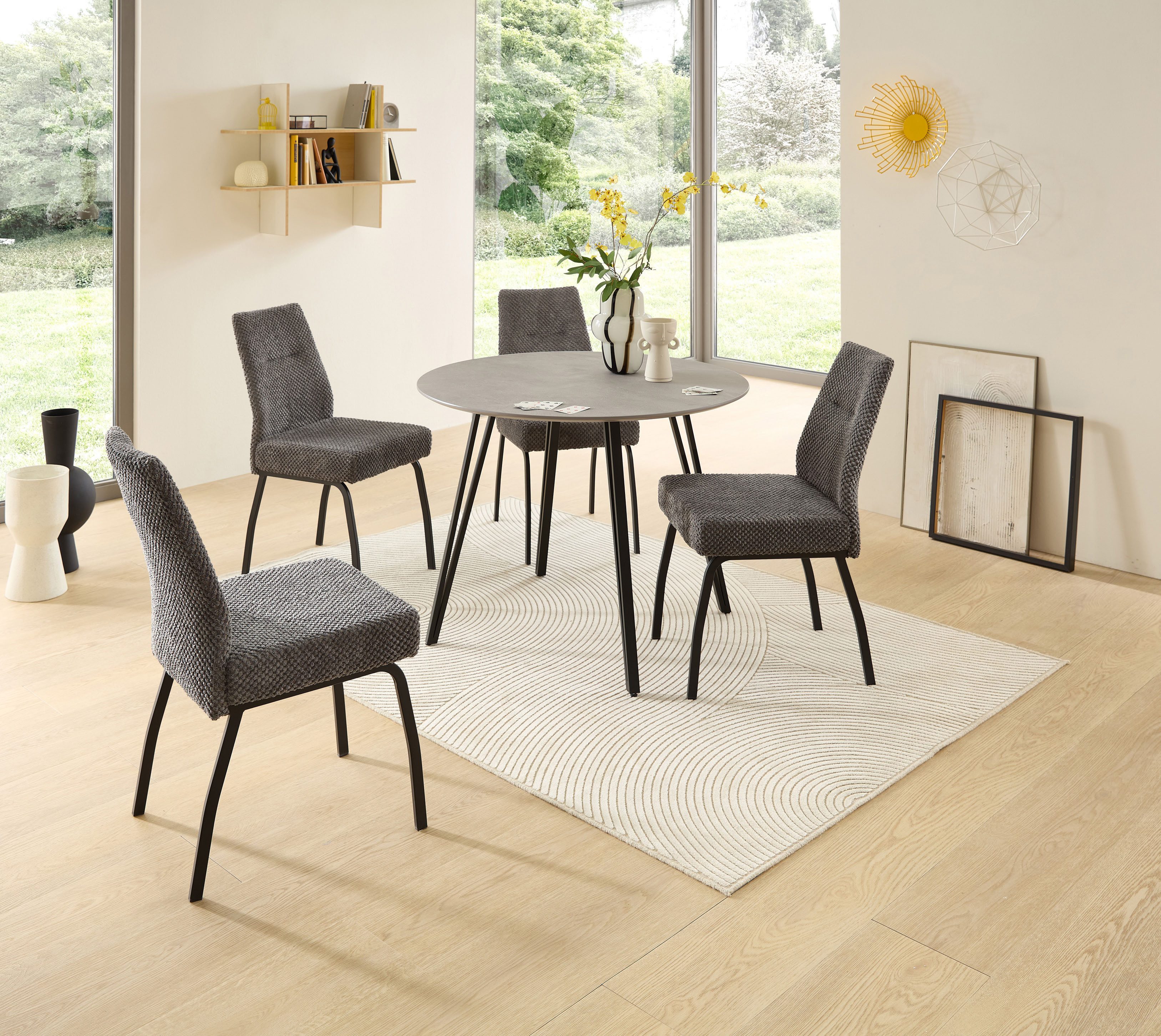 Stolkom Sp.z.o.o. Esstisch Floris Esstisch Ø/H 100x75 cm (1-St), Schweizer Kante, pulverbeschichtet