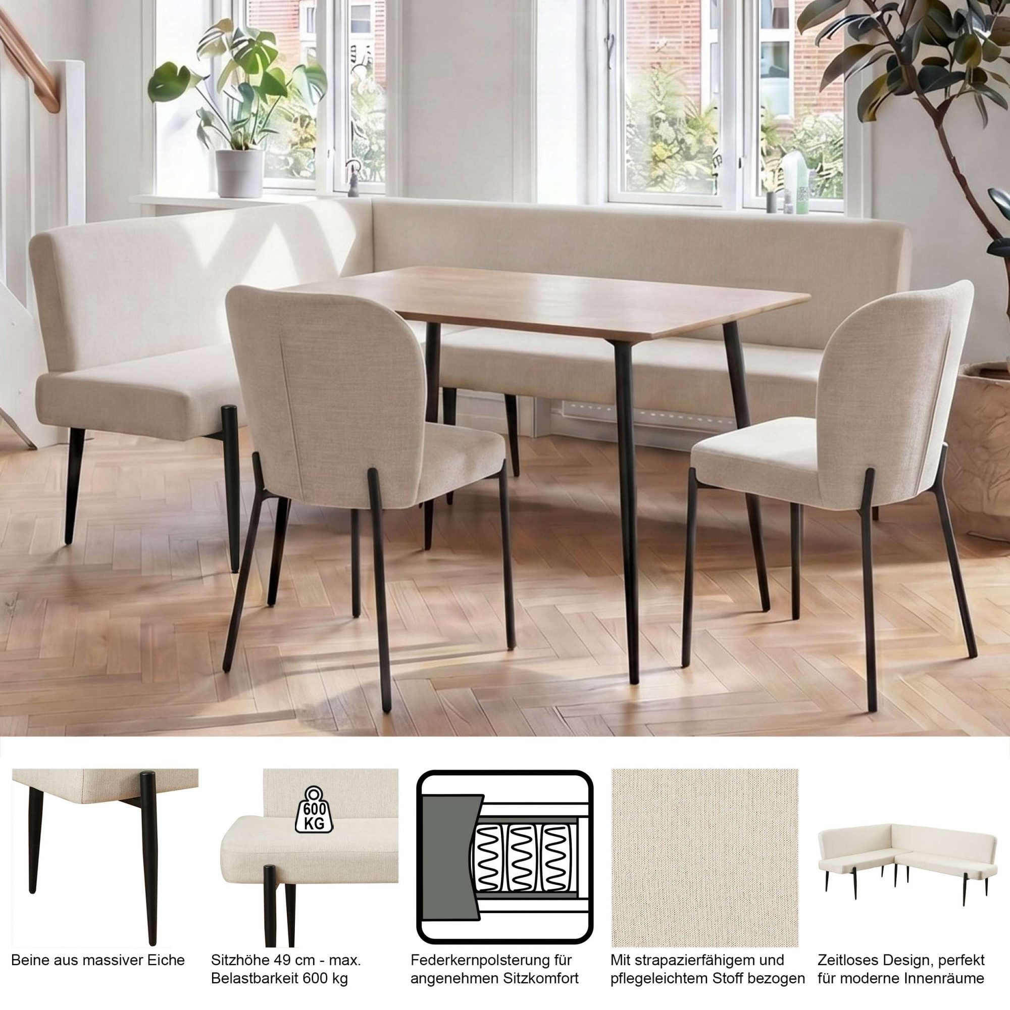 OTTO home Eckbank Frida, Federkern, pflegeleichtem Velours oder Webstoff Bezug, Breite 210 cm