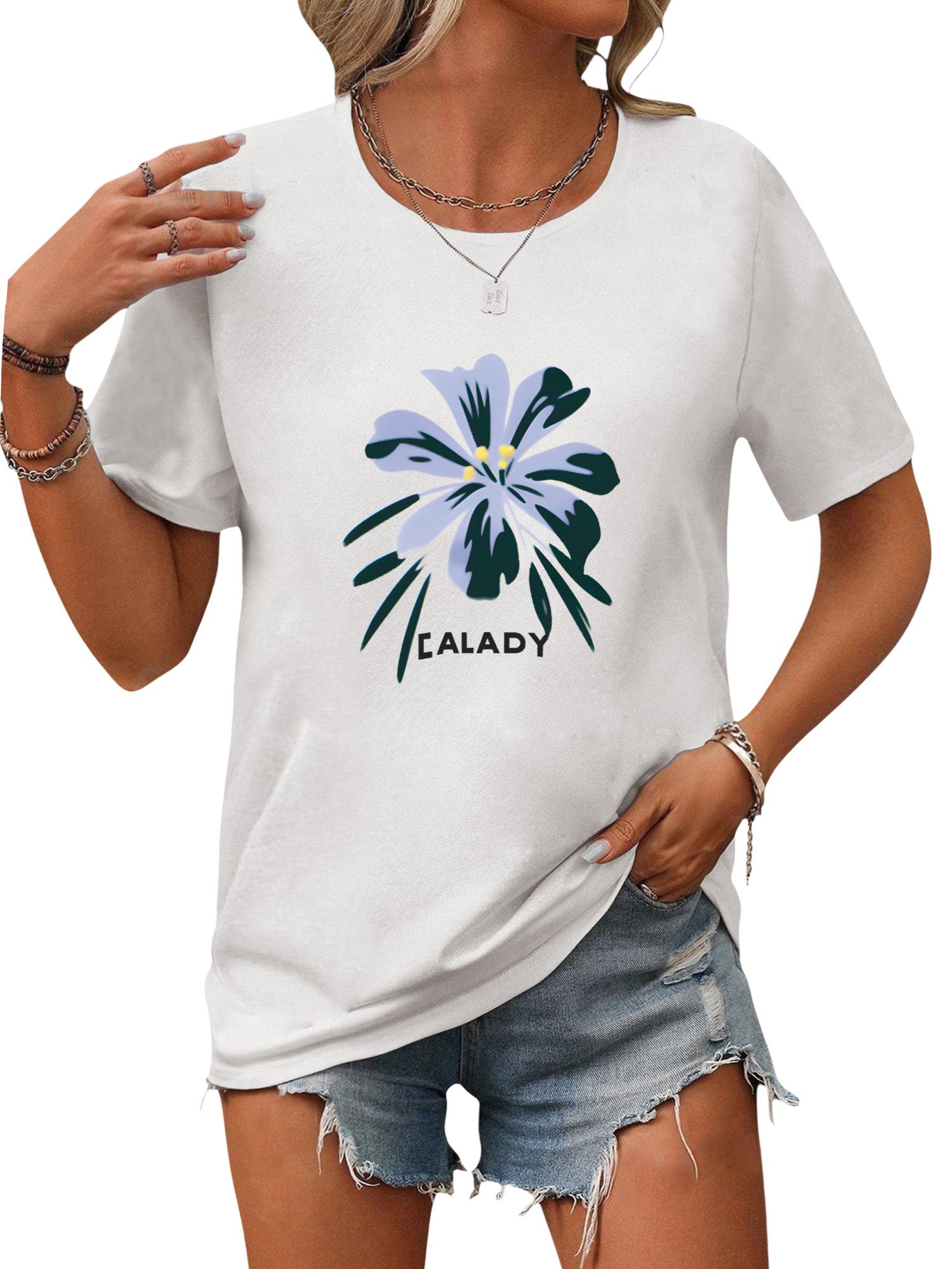 PYL Rundhalsshirt Damen Sommershirt Kurzarm mit günstig online kaufen