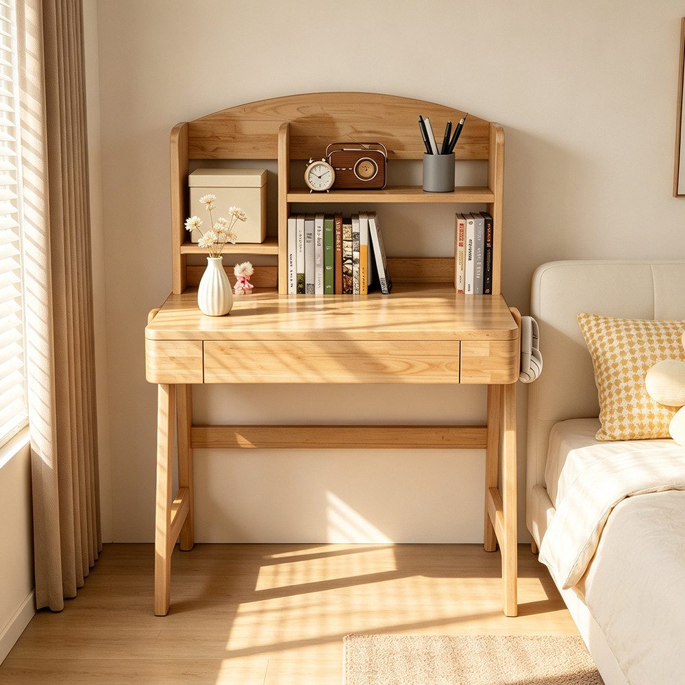 MODFU Schreibtisch Jugendschreibtisch mit Schublade, Stauraum & Haken (Kinderschreibtisch höhenverstellbar), ideal für Kinderzimmer, Lernplatz & funktionale Wohnbereiche