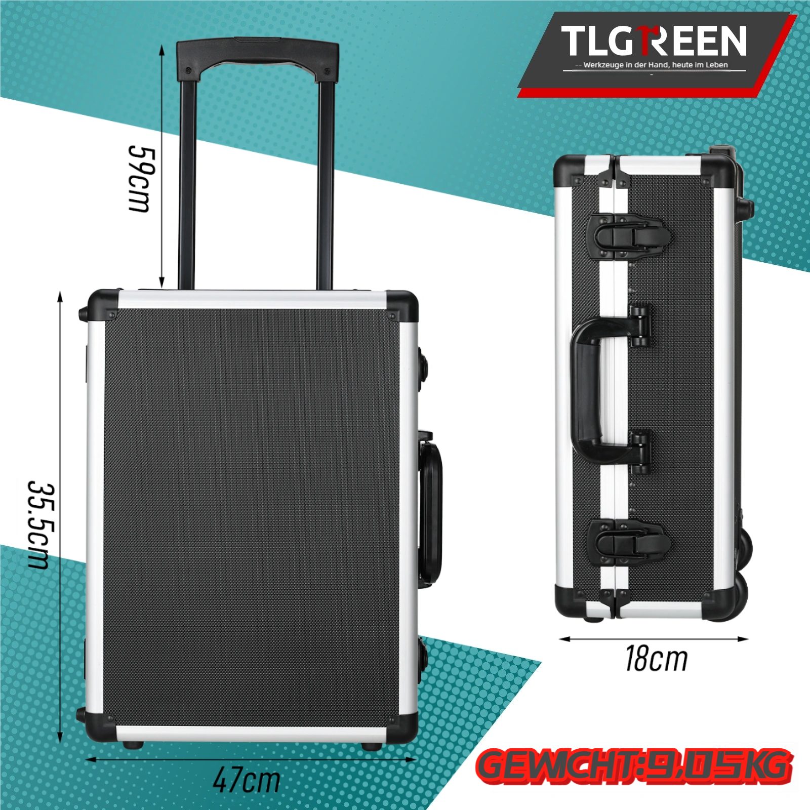 TLGREEN Werkzeugtrolley 128-tlg Werkzeugkoffer,Trolley-Funktion Werkzeugkasten, für DIYer Handwerks-Meister Haushalt Werkstatt – Bild 4 von 5