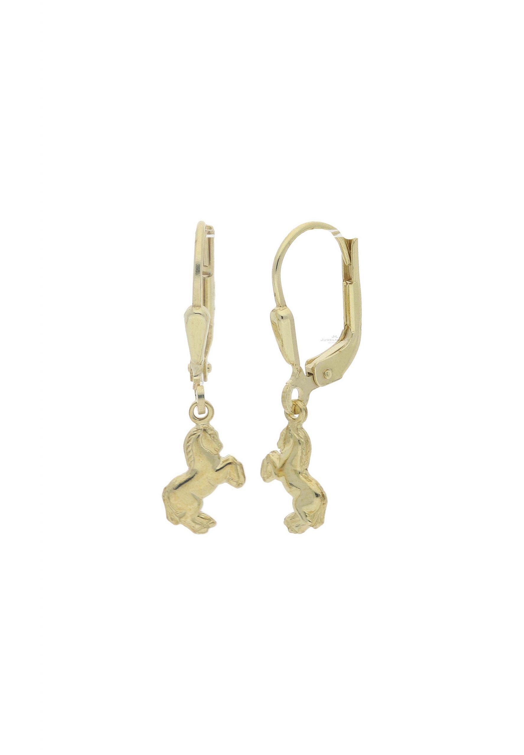 JuwelmaLux Paar Ohrhänger Ohrhänger Gold Pferde Kinderohrringe 22,7 mm (2-tlg), Mädchen Ohrhänger Gold 585/000, inkl. Schmuckschachtel