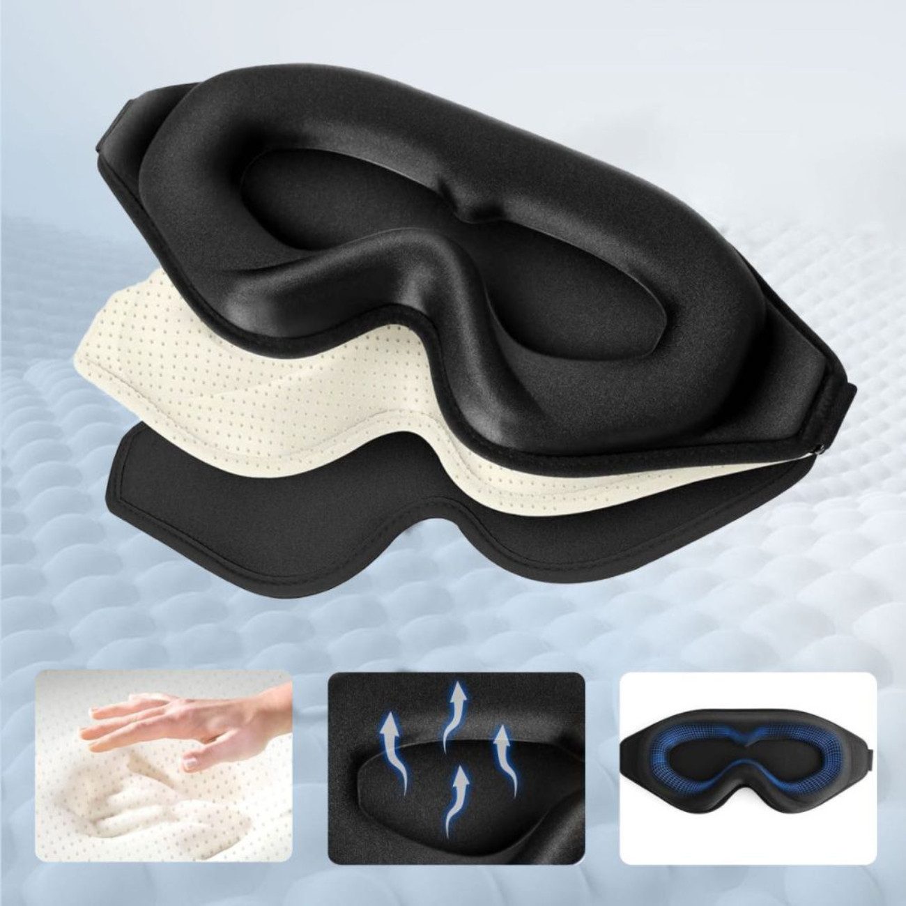 TECH PROTECT Schlafmaske Eyeshade, Schlafmaske, Einzeln, 3D-Schlafmaske mit Memory-Schaum und Lichtschutz