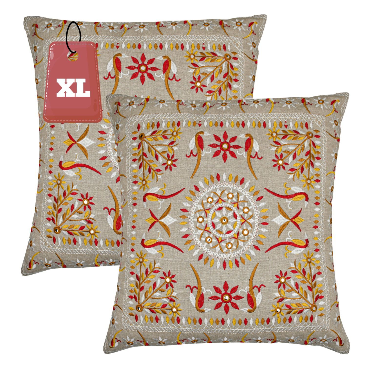 Marrakesch Orient & Mediterran Interior Zierkissen 2er Set Kissenbezug Handgefertigt Lodge Rot 50x50cm, Boho Deko, (2 St)