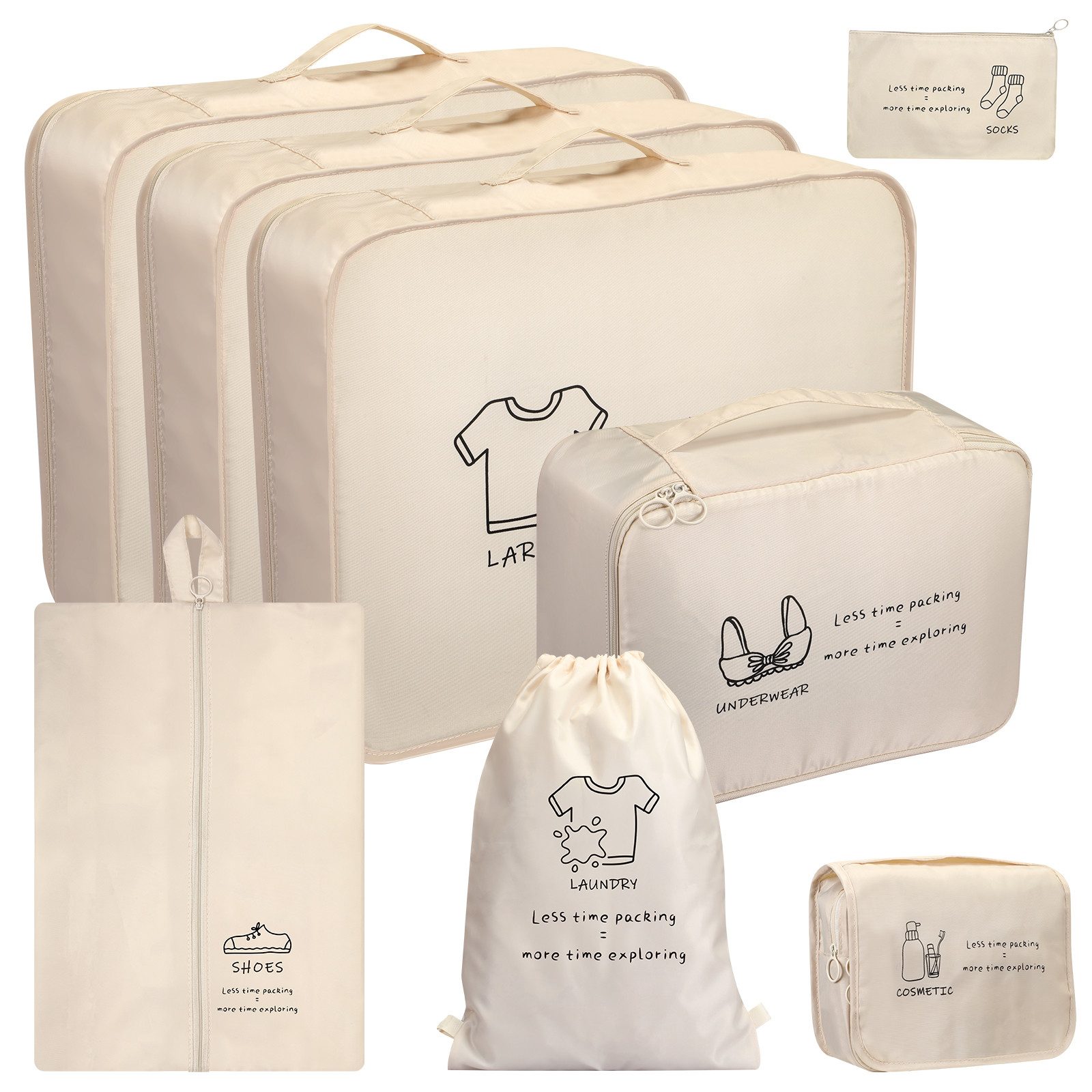 Fintie Kofferorganizer 8-teilig Packwürfel Set Wasserabweisender Reise Organizer, mit Schuhbeute Wäschebeutel Toilettentasche für Reise Business Trip