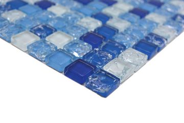 Mosani Mosaikfliesen Glasmosaik Mosaikfliese gebrochen weiss Blau