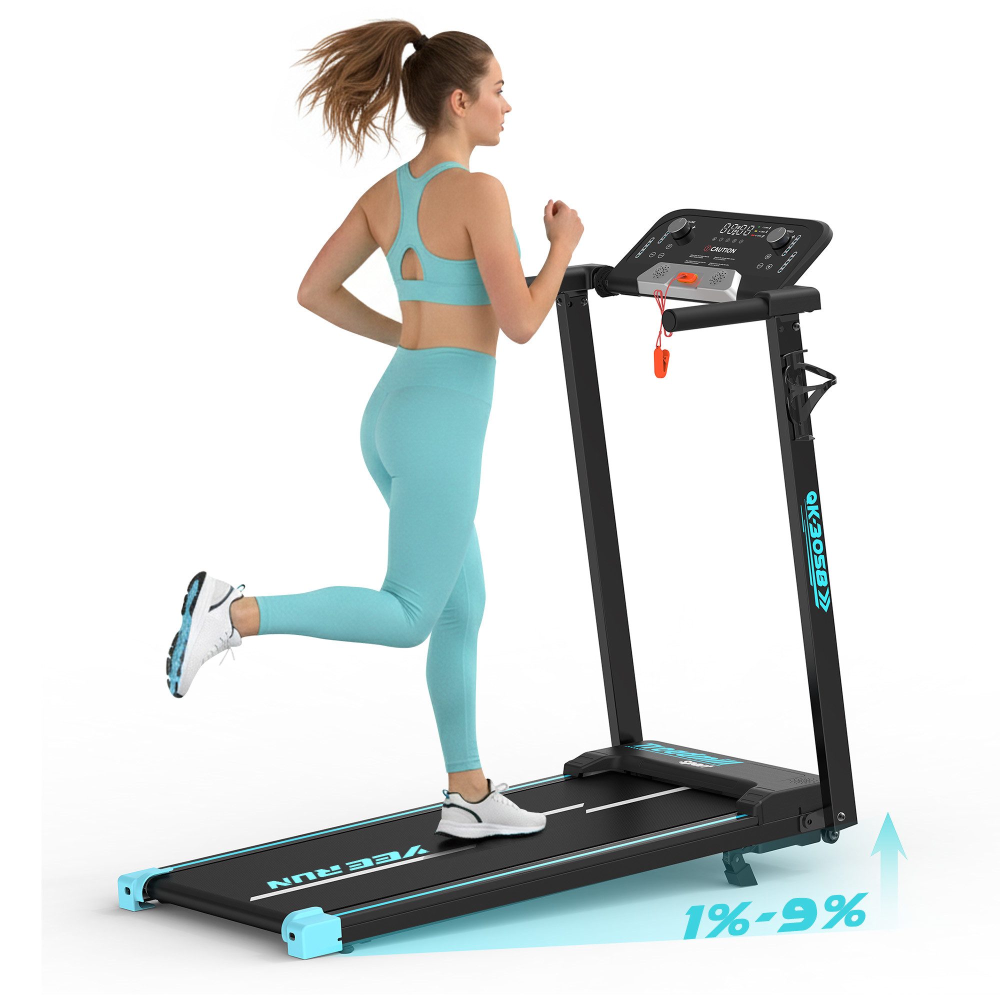 YEE RUN Laufband für Zuhause, 3 in 1 Treadmill klappbar, 9% Steigung, 3HP, 1-14 km/h