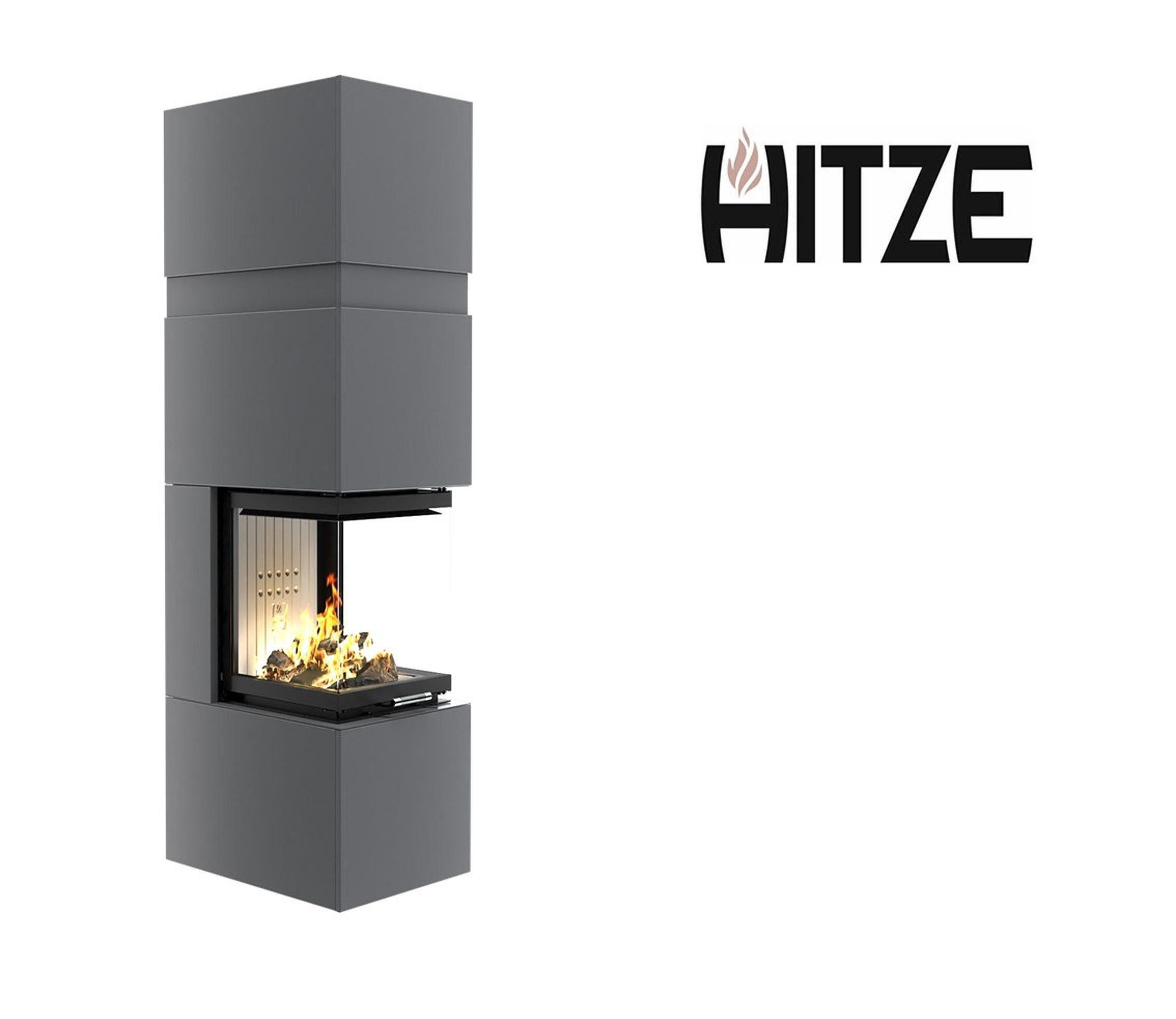 Hitze Kaminofen Hitze TRINITY 54x54x53.G TRI BOX Kamineinsatz grau
