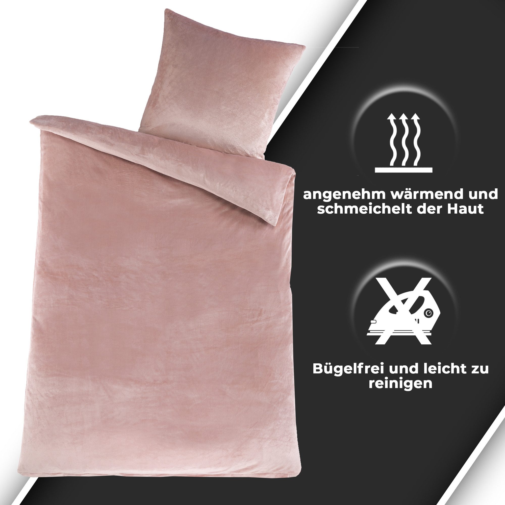 Dreamhome Wendebettwäsche Cashmere-Touch Fleece, weiche, warme Winterbettwäsche, Cashmere Touch, 2 teilig, Flauschig warmes Teddy-Plüsch – Bild 3 von 5