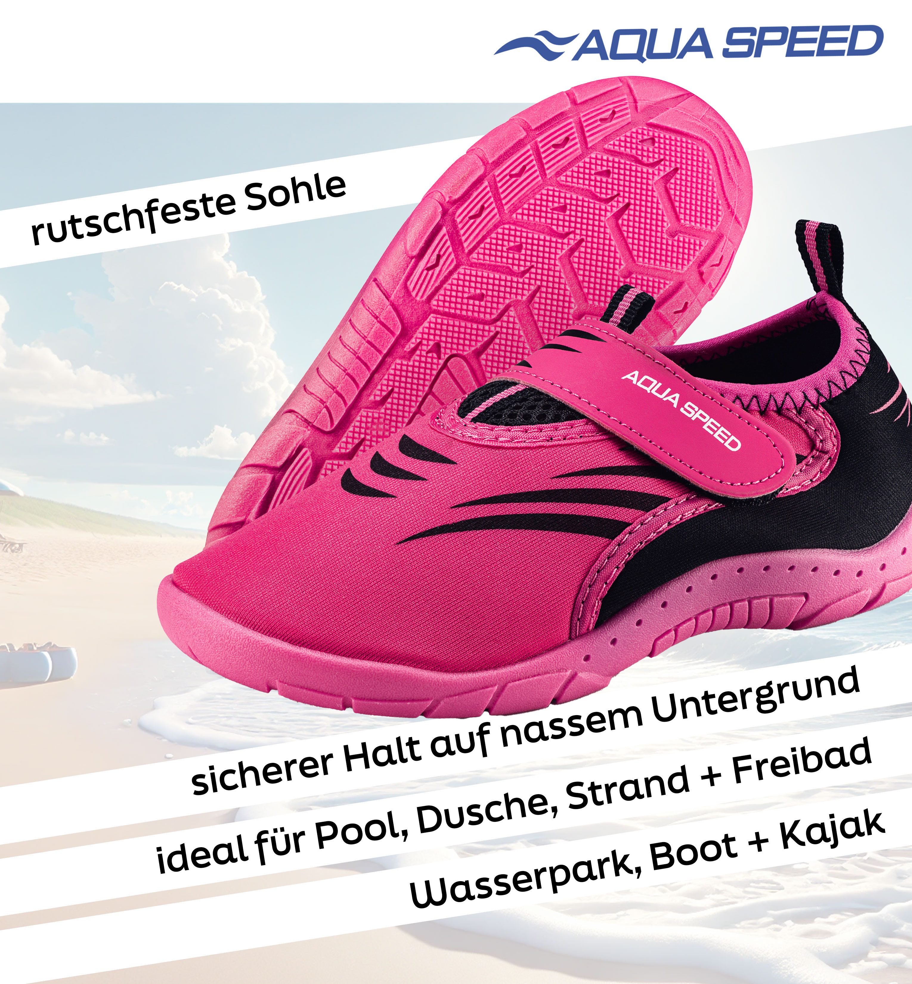 Aqua Speed Flexible Kinder Badeschuhe Gr. 31 – rutschfest & bequem Wasserschuh (Belüftete Kinder-Sommerschuhe – mit extra Grip) Feinmaschiges Obermaterial – Kein Sand oder Schmutz im Schuh