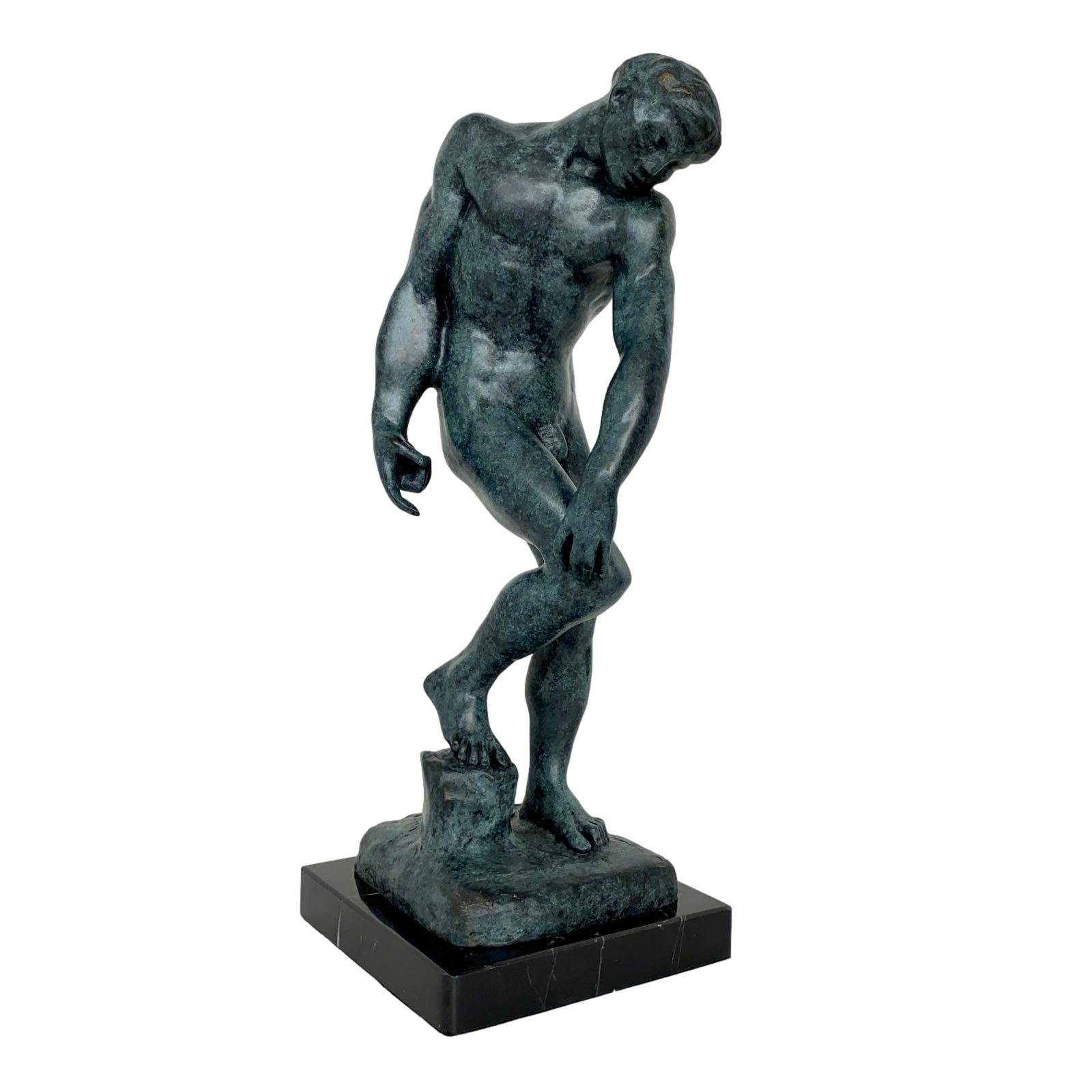 Aubaho Skulptur Bronzeskulptur nach Rodin Adam Figur Statue 30cm Antik-Stil Kopie Repl