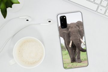 MuchoWow Handyhülle Elefant - Tiere - Gras - Natur, Phone Case, Handyhülle Samsung Galaxy S20, Silikon, Schutzhülle