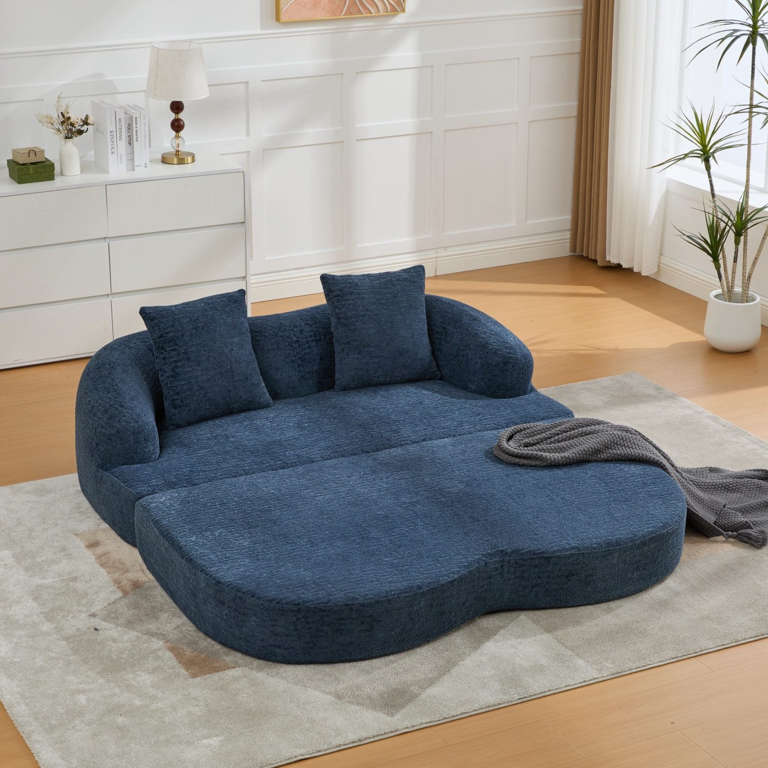 ANYSUN Schlafsofa 2-in-1-Schnellsofa für zwei Personen,mit zwei Kissen, ausklappbares Doppelschlafsofa,Bequemes-Bodensofa,Loungesofa, vielseitiges Sofa für Gästezimmer und Wohnzimmer,ohne Montage