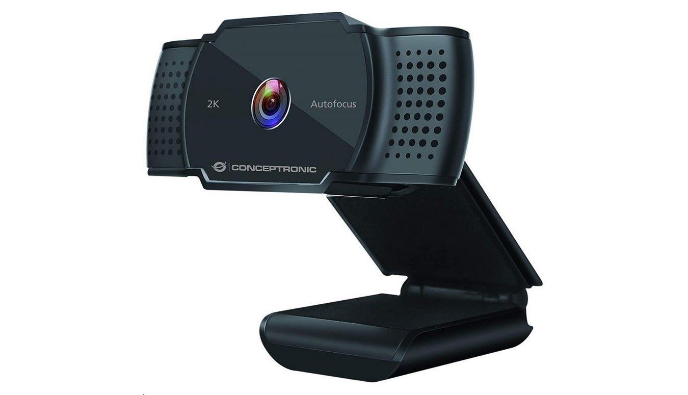 Conceptronic AMDIS 2K-Super-HD-Autofokus-Webcam mit Mikrofon Full HD-Webcam (2K-Super-HD-Autofokus-Webcam, Integriertes Mikrofon mit Rauschreduzierung, Privatsphäreabdeckung inklusive, USB 2.0. Einfache Plug-and-Play-Installation)