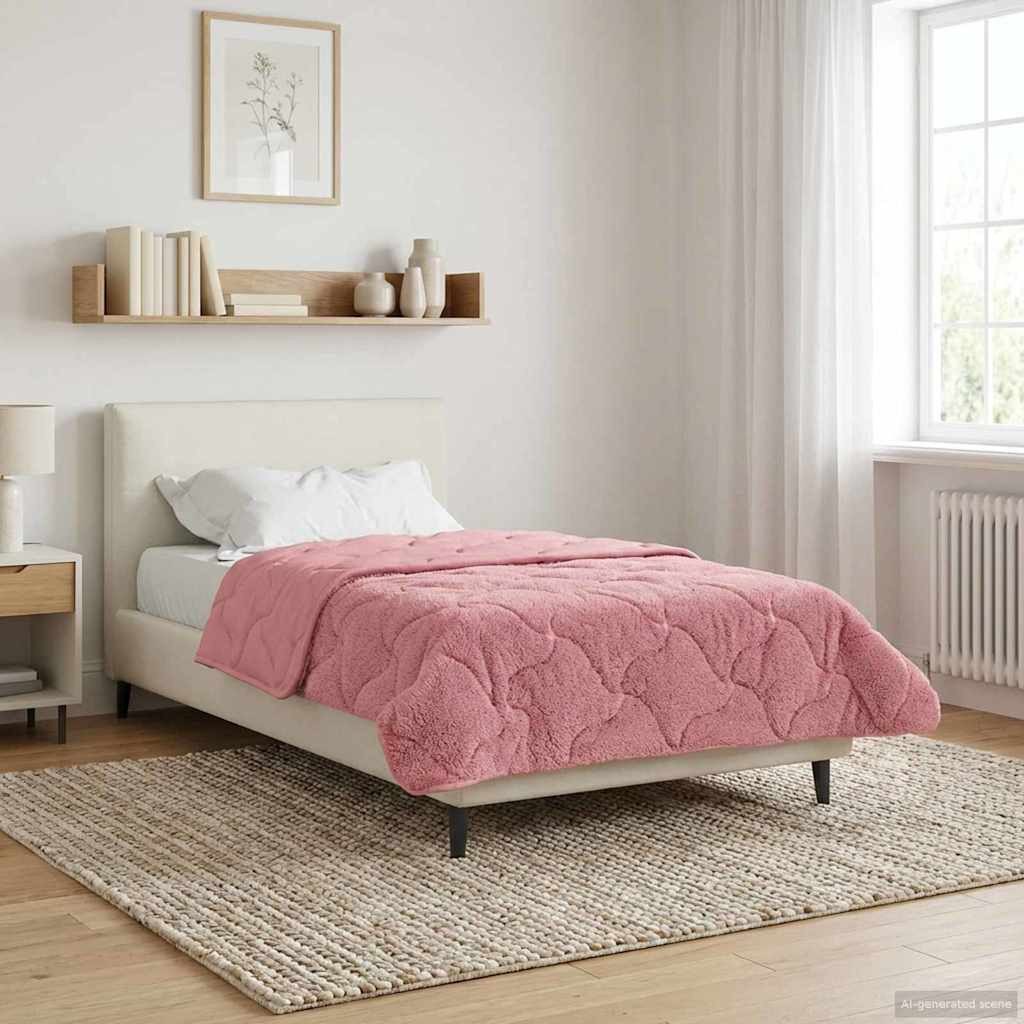 vidaXL Baumwollbettdecke Sommerdecke Rosa 140 x 220 cm Mikrofaser und Teddy-Fleece, Bezug: Mikrofaser