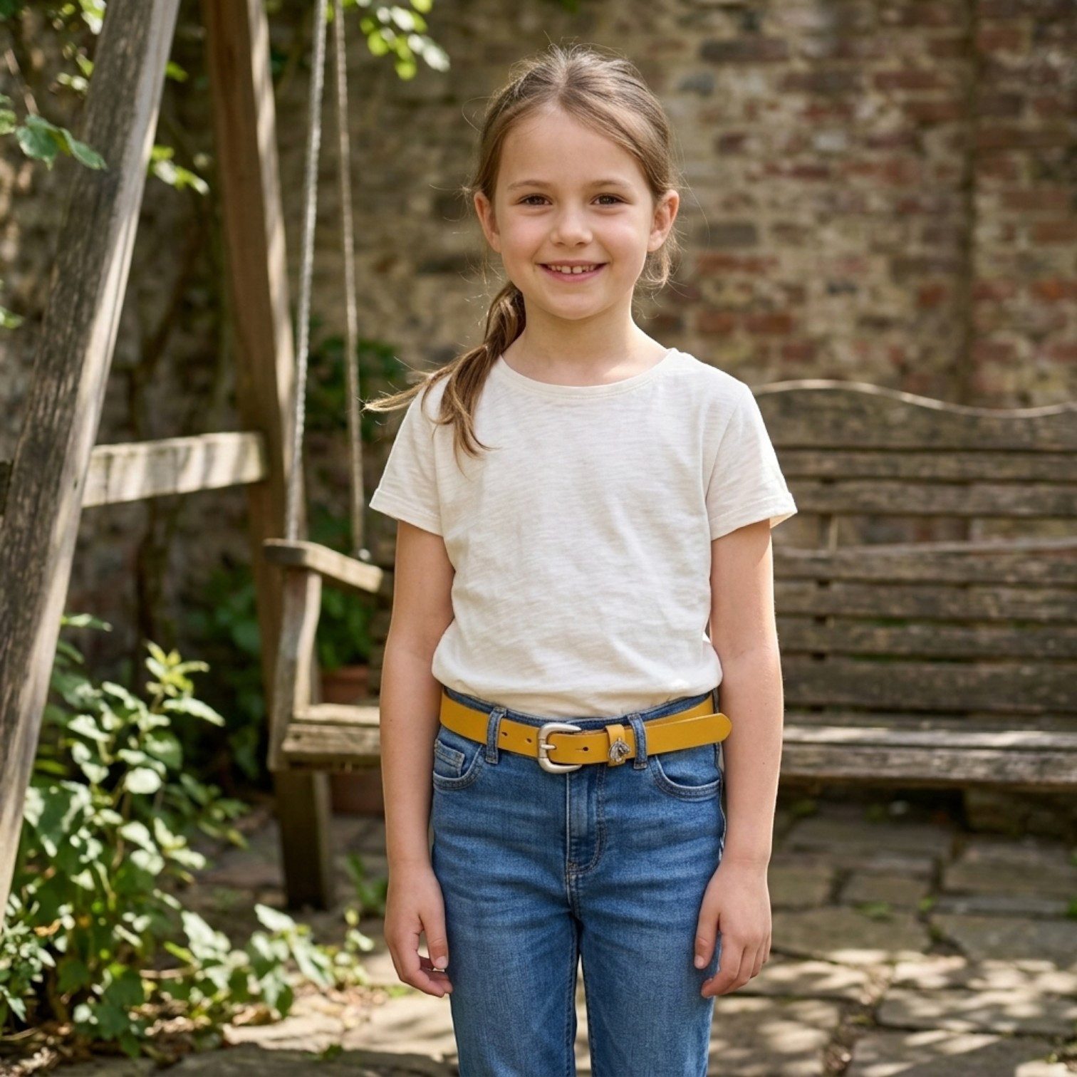 FRONHOFER Hüftgürtel Kinder Rindleder schmal (1-St) Pferd-Niete, schmal