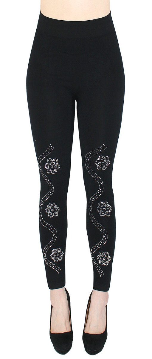 Damen Leggings 3/4 High Waist Mit Spitzenbesatz - Blickdicht & Elastisch Auch In Großen Größen