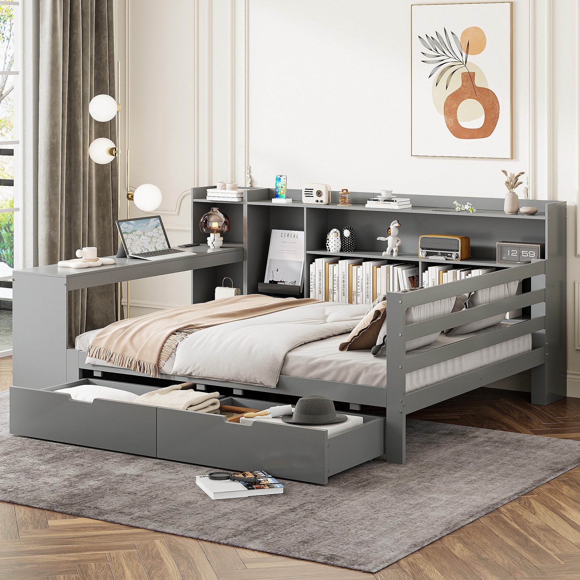 REDOM Schlafsofa Daybett,Funktionsbett,Stauraumbett, aus Massivholz 140x200 günstig online kaufen