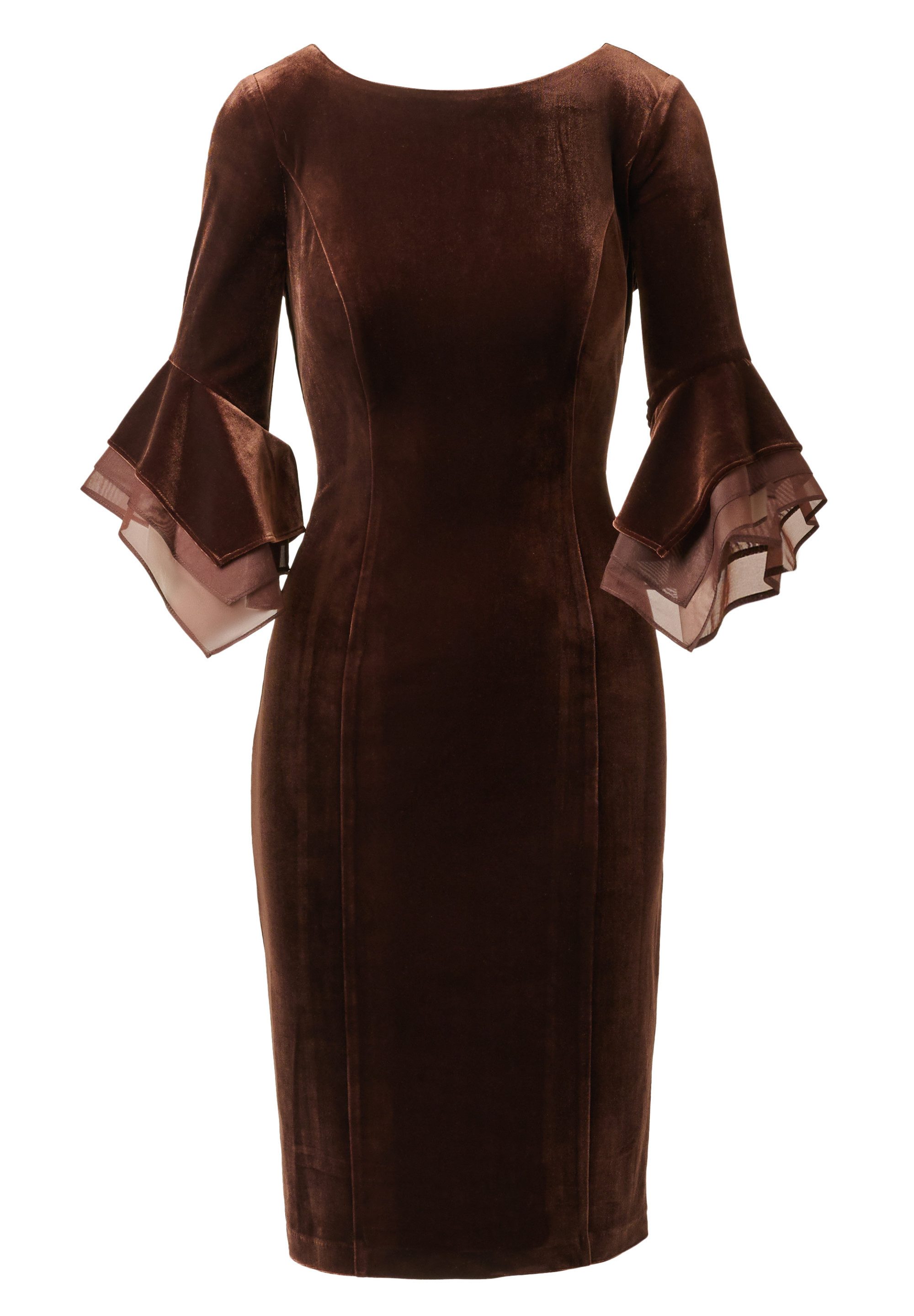Adrianna Papell Midikleid Velvet Bell Sleeve Short Dress Tailliert, figurbetont, elegant