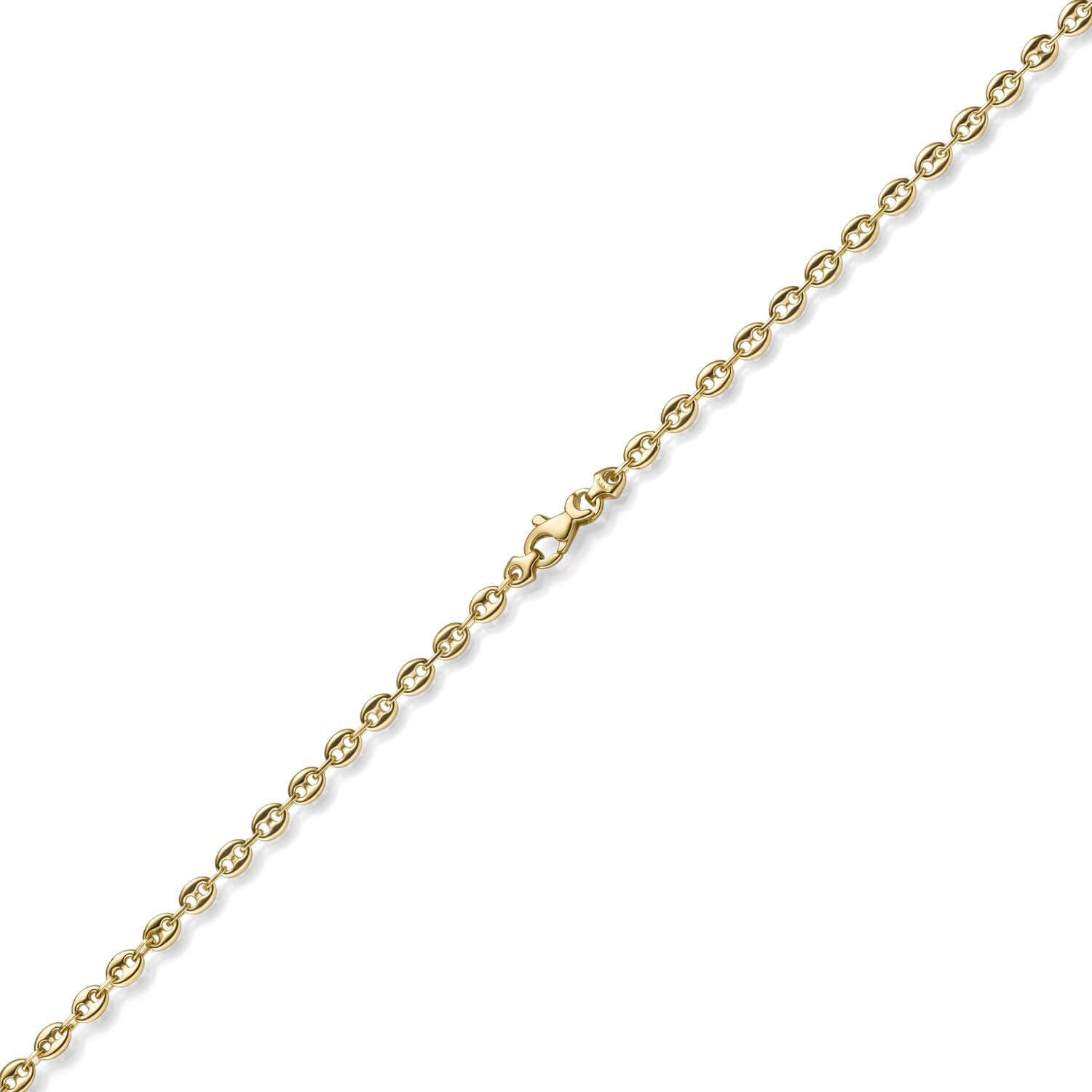 Schmuck Krone Goldarmband 3,5mm Armband Bohnenkette Schiffsankerkette 585 Gelbgold 19cm, Gold 585