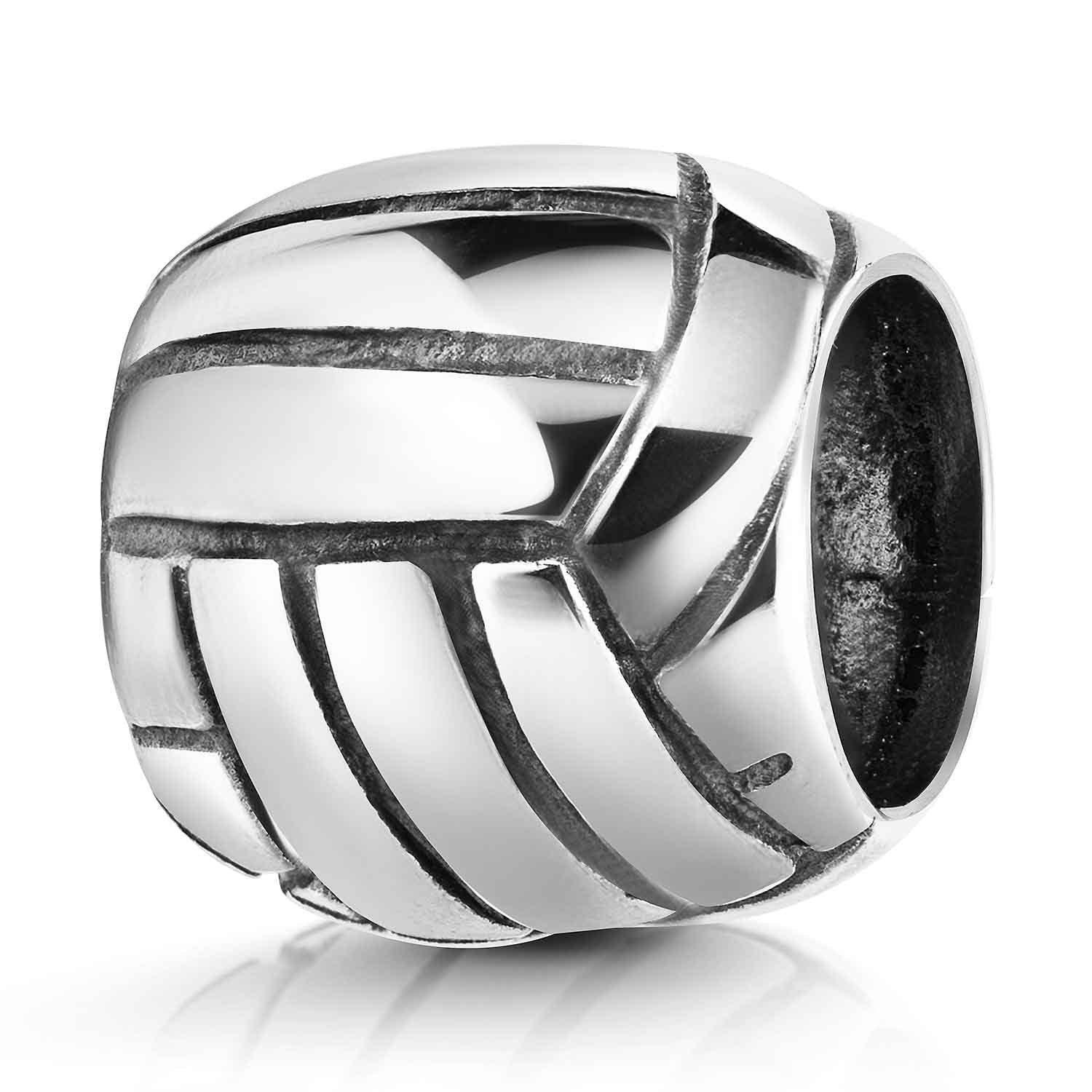 Materia Bead Volleyball Ball Sport Silber antik geschwärzt 708, 925 Sterling Silber