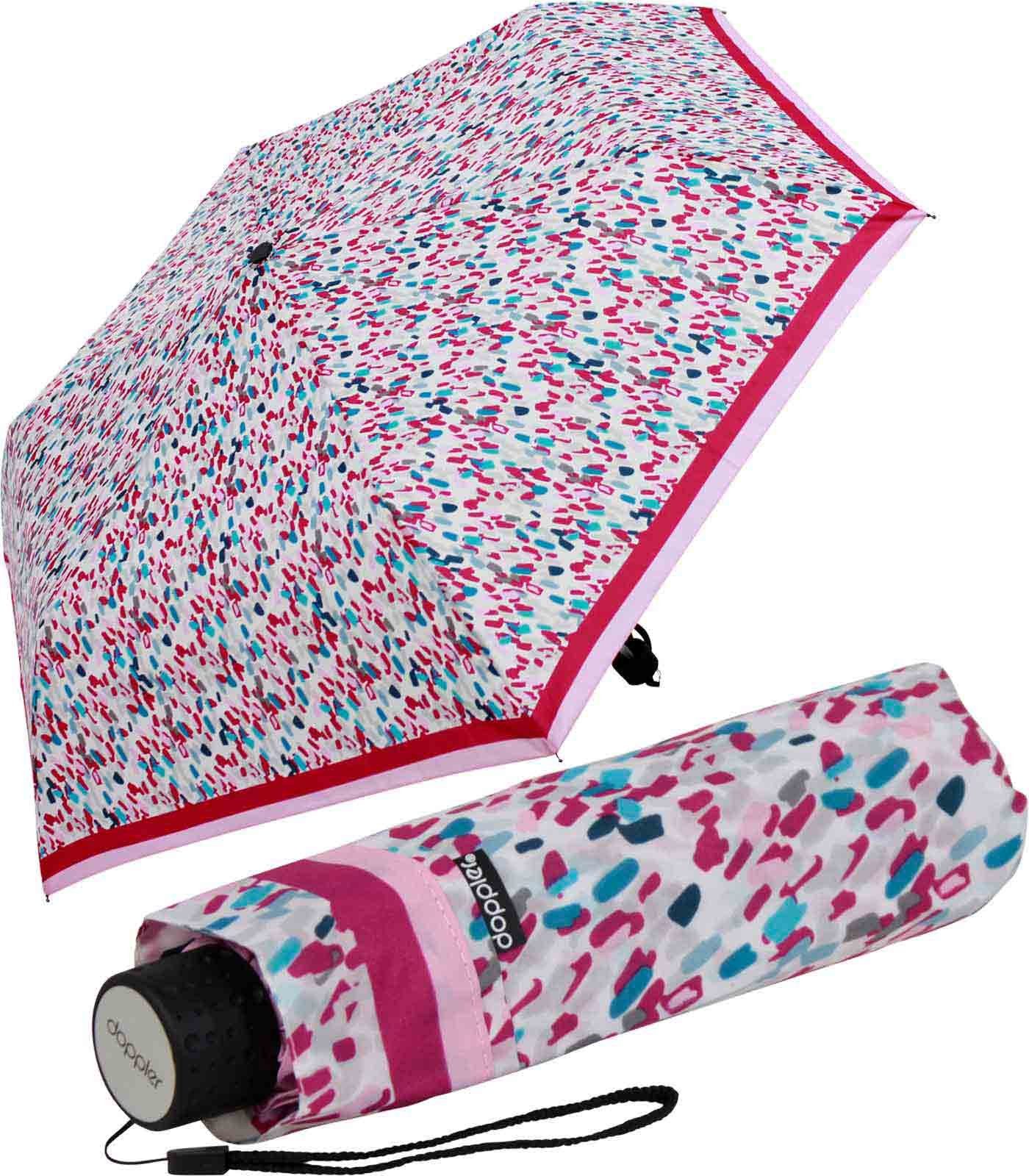 doppler® Taschenregenschirm Super-Mini Havanna Damen - Sprinkle, besonders leichter und kleiner Schirm, passt in jede Tasche pink | Taschenschirme