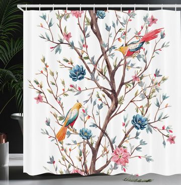 Abakuhaus Duschvorhang Moderner Digitaldruck mit 12 Haken auf Stoff Wasser Resistent Breite 175 cm, Höhe 180 cm, Pflanze Aquarell Baum mit Vögeln