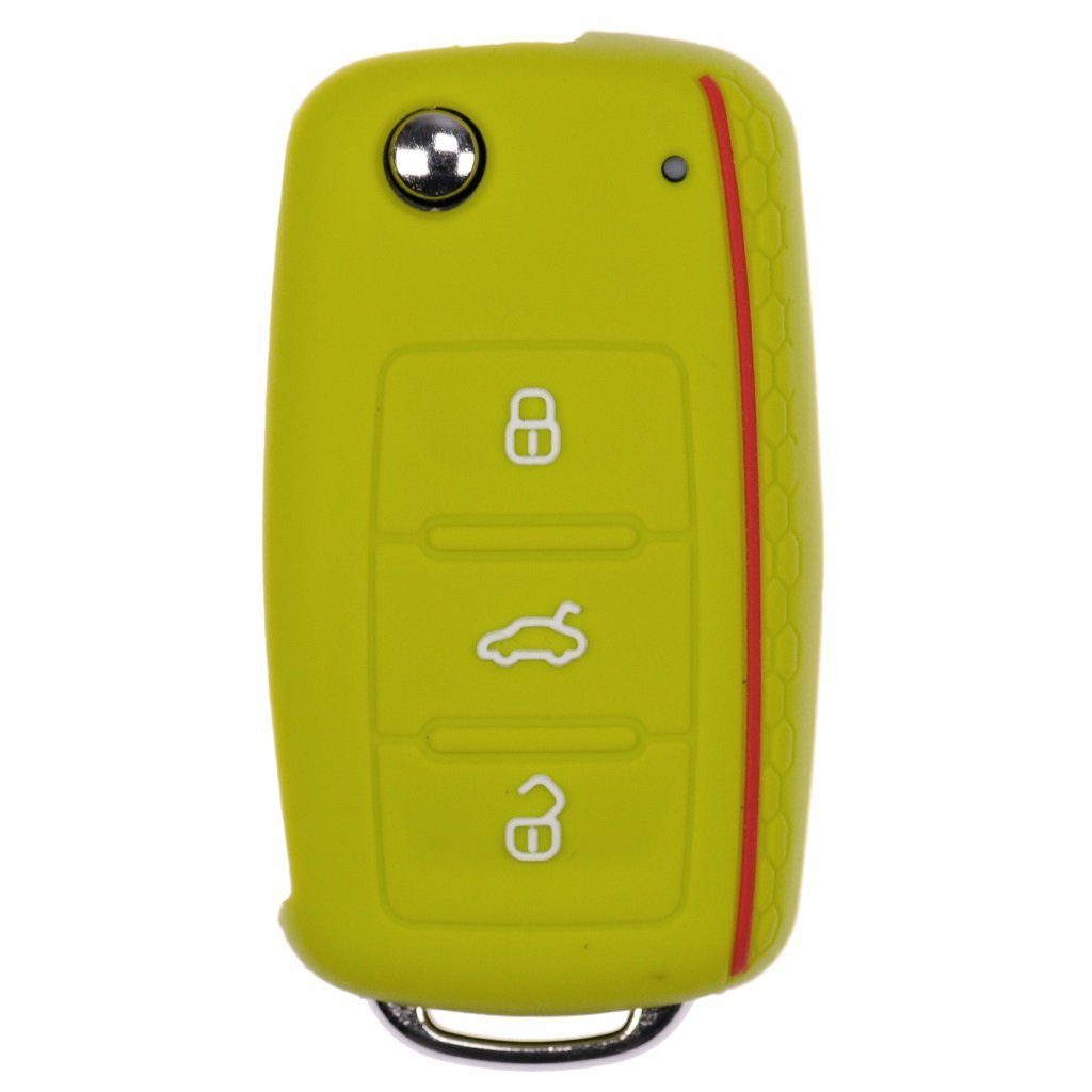 Octavia ab Apfelgrün, Tasten für 11/2009 Wabe Design mt-key Softcase Schlüsseltasche Golf Skoda 3 Silikon VW Autoschlüssel im 6 Schutzhülle UP SEAT Leon