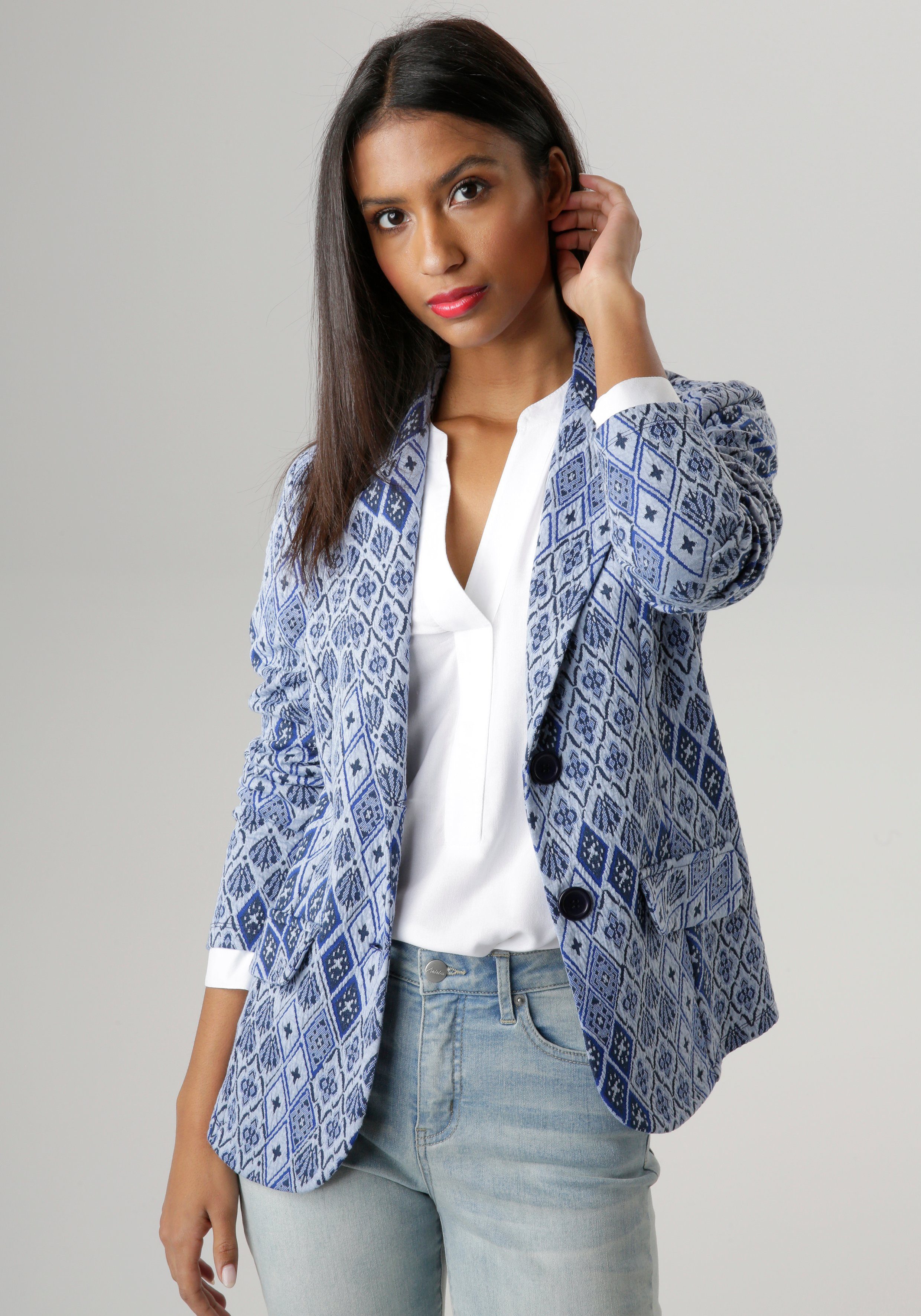 Aniston SELECTED Kurzblazer aus strukturiertem Jacquard günstig online kaufen
