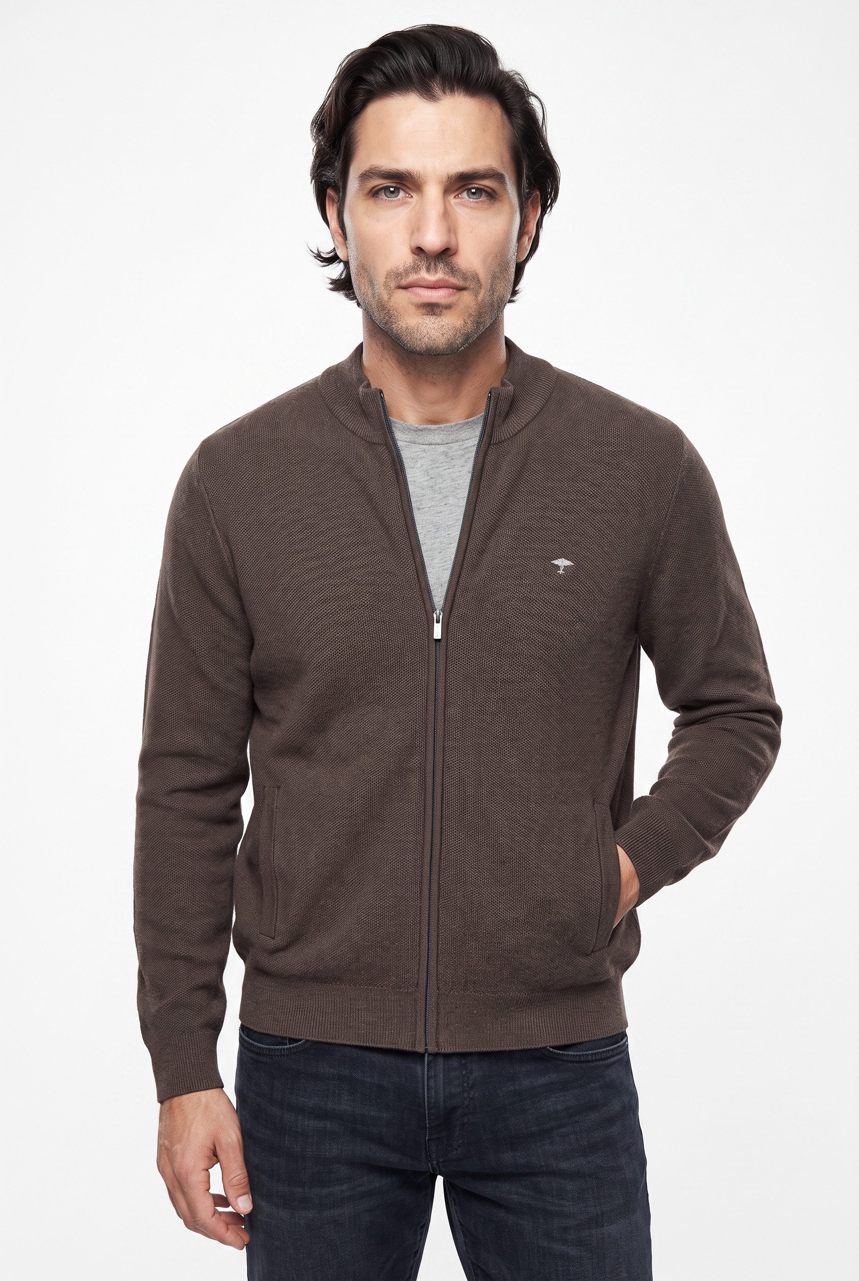 FYNCH-HATTON Strickpullover mit Logo Stickerei