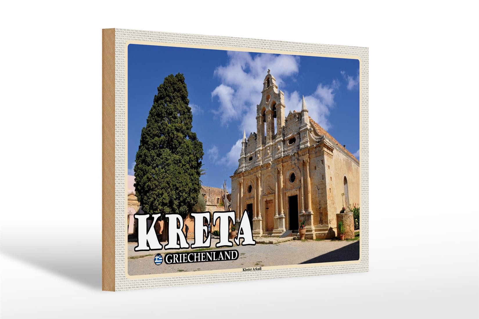 Holzbild Reise 30x20cm Kreta Griechenland Kloster Arkadi