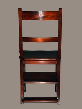 moebelfaktor Esszimmerstuhl Leiterstuhl Mahagoni lackiert (1 St), Leiter und Stuhl in einem, komplett montiert geliefert