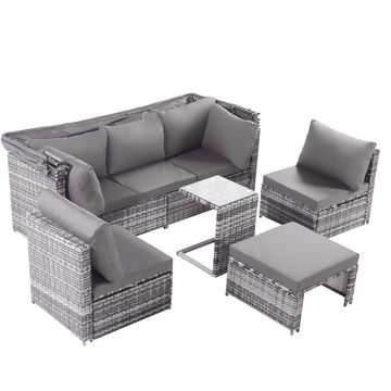 Gotagee Gartenlounge-Set Gartenlounge-Set Rattan Sonneninsel Sitzgruppe Outdoor Gartenmöbel