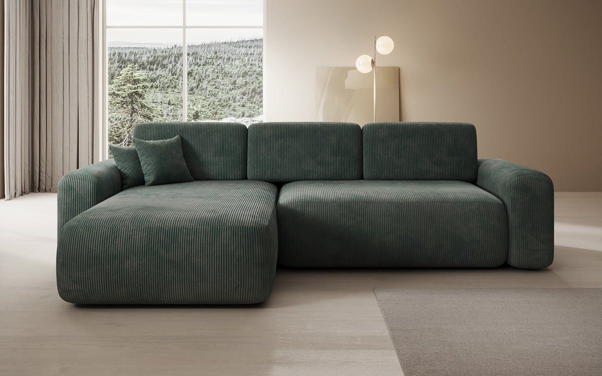 Luxusbetten24 Schlafsofa Designer Ecksofa Lola in Cord, mit Stauraum und Schlaffunktion – Bild 3 von 4
